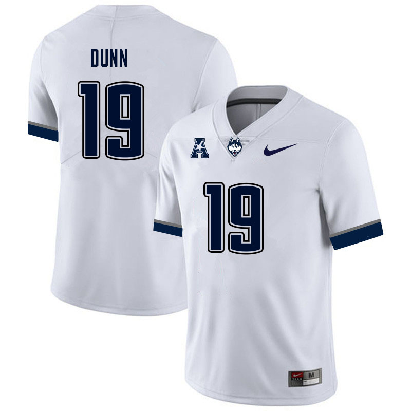Men #19 Kevin Dunn Uconn Huskies College Football Jerseys Sale-White - Click Image to Close